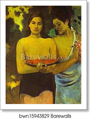 Two Tahitian Women with Mango Blossoms by Paul Gauguin, Art Print Two Tahitian Women with Mango Blossoms by Paul Gauguin, Art Print