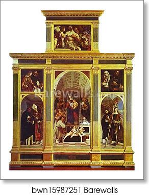 St. Dominic Polyptych by Lorenzo Lotto, Art Print