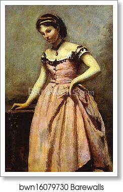 Young Woman in a Pink Dress by Jean-Baptiste-Camille Corot, Art Print Young Woman in a Pink Dress by Jean-Baptiste-Camille Corot, Art Print