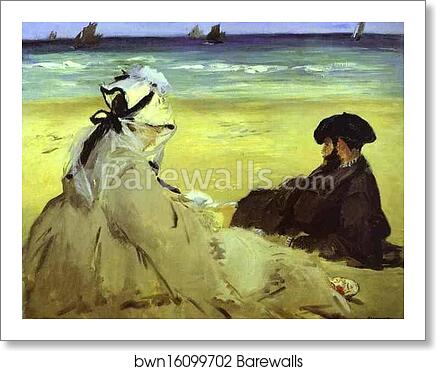 At the Beach by Edouard Manet, Art Print