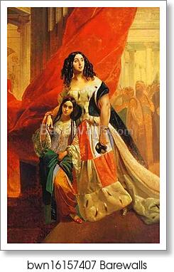 Portrait of Countess Yu. P. Samoilova and Her Ward Amacilia Pacini Leaving a Ball by Karl Brulloff, Art Print Portrait of Countess Yu. P. Samoilova and Her Ward Amacilia Pacini Leaving a Ball by Karl Brulloff, Art Print