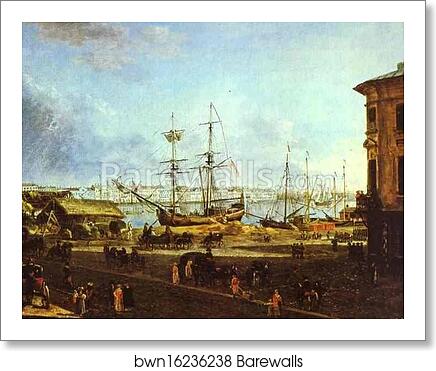 View of the English Embankment from Vasilievsky Island in St. Petersburg by Fedor Alekseev, Art Print View of the English Embankment from Vasilievsky Island in St. Petersburg by Fedor Alekseev, Art Print