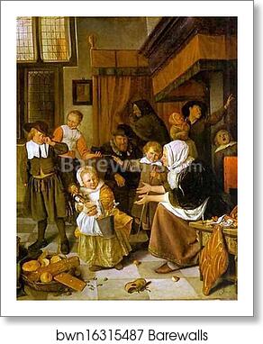 The Feast of St. Nicholas by Jan Steen, Art Print