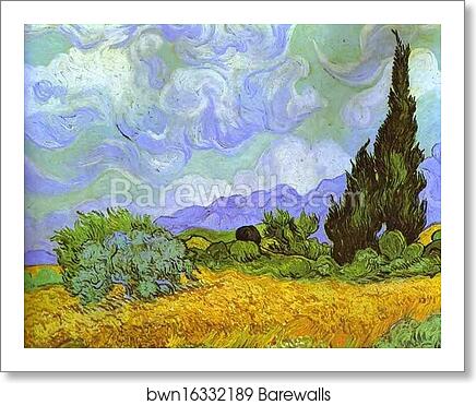 Wheat Field with Cypresses. Saint-Rémy by Vincent Van Gogh, Art Print