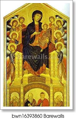 Madonna and Child Enthroned with Eight Angels and Four Prophets (Maestà) by Cimabue, Art Print Madonna and Child Enthroned with Eight Angels and Four Prophets (Maestà) by Cimabue, Art Print