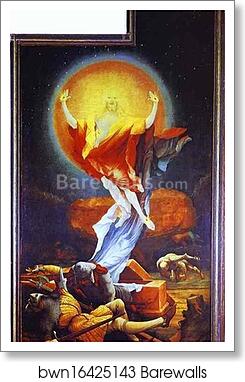 The Resurrection (view with the open wings) by Matthias Grünewald, Art Print