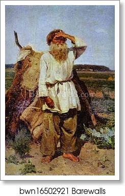 Old Man in His Vegetable Garden by Vasily Surikov, Art Print