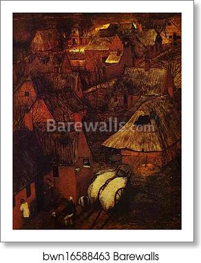 The Gloomy Day (February). Detail by Pieter Bruegel The Elder, Art Print
