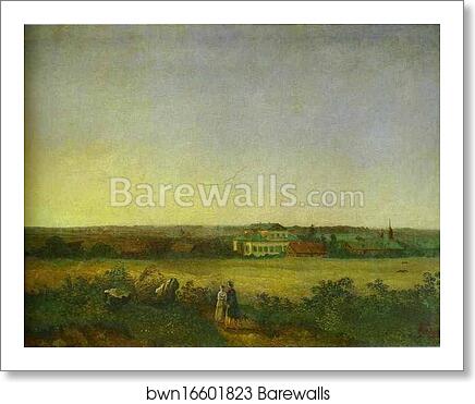 View in the Vicinity of Moscow with a Mansion and Two Female Figures by Alexey Savrasov, Art Print