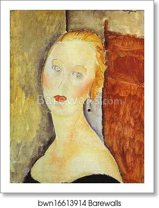 A Blond Woman. (Portrait of Germaine Survage) by Amedeo Modigliani, Art Print A Blond Woman. (Portrait of Germaine Survage) by Amedeo Modigliani, Art Print