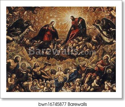 Paradise. Detail by Jacopo Robusti, Called Tintoretto, Art Print