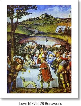 Judith Dining with Holofernes by Lucas Cranach The Elder, Art Print Judith Dining with Holofernes by Lucas Cranach The Elder, Art Print