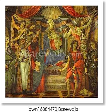 Virgin and Child with Four Angels and Six Saints (San Barnabas altarpiece) by Alessandro Botticelli, Art Print Virgin and Child with Four Angels and Six Saints (San Barnabas altarpiece) by Alessandro Botticelli, Art Print