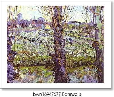 View of Arles. Orchard in Bloom with Poplars in the Forefront by Vincent Van Gogh, Art Print View of Arles. Orchard in Bloom with Poplars in the Forefront by Vincent Van Gogh, Art Print