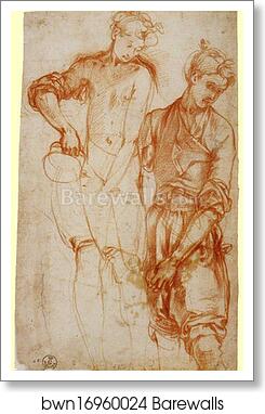 Study of a Youth Pouring from a Jug by Jacopo Carrucci, Known As Pontormo, Art Print