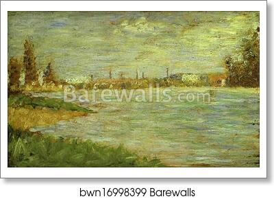 Two Banks (study for Bathers at Asnières) by Georges Seurat, Art Print Two Banks (study for Bathers at Asnières) by Georges Seurat, Art Print