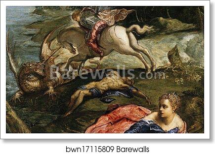 Saint George, the Princess and the Dragon. Detail by Jacopo Robusti, Called Tintoretto, Art Print Saint George, the Princess and the Dragon. Detail by Jacopo Robusti, Called Tintoretto, Art Print