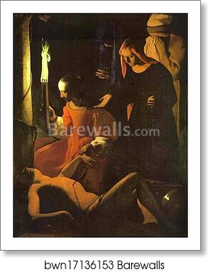 St. Sebastian Tended by St. Irene by Georges De La Tour, Art Print