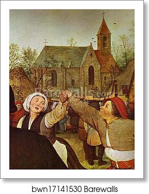The Peasant Dance. Detail by Pieter Bruegel The Elder, Art Print