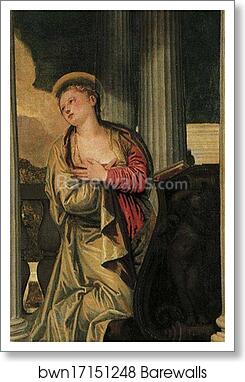 The Annunciation. Detail by Paolo Veronese, Art Print