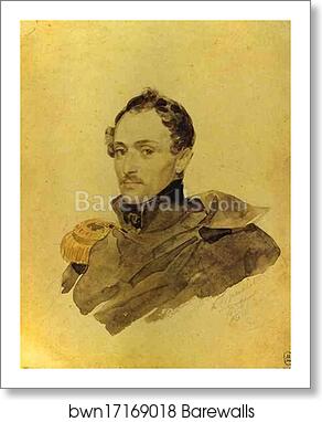 Portrait of Captain A. M. Kostinich by Karl Brulloff, Art Print