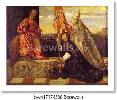 Pope Alexander VI Presenting Jacopo Pesaro to Saint Peter by Titian, Art Print Pope Alexander VI Presenting Jacopo Pesaro to Saint Peter by Titian, Art Print