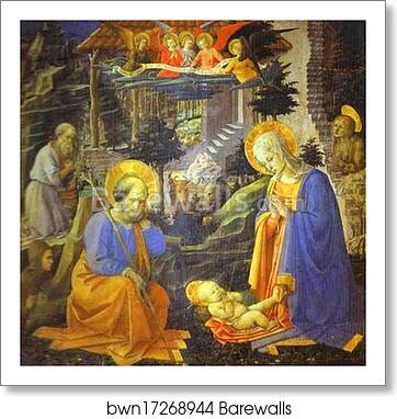 The Adoration with St. Joseph, St. Jerome, Mary Magdalene and St. Ilarion by Fra Filippo Lippi, Art Print