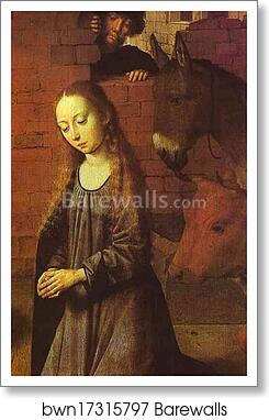 The Nativity. Detail by Gerard David, Art Print