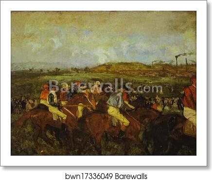 Gentlemen Jockeys before the Start by Edgar Degas, Art Print