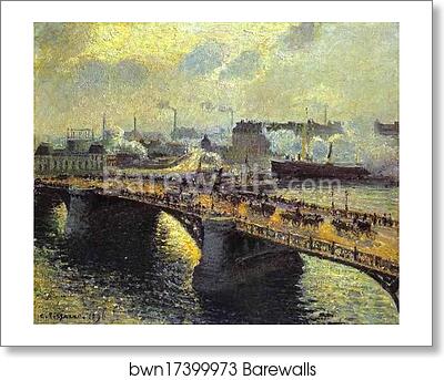 The Boieldiieu Bridge at Rouen, Setting Sun, Foggy Weather by Camille Pissarro, Art Print The Boieldiieu Bridge at Rouen, Setting Sun, Foggy Weather by Camille Pissarro, Art Print