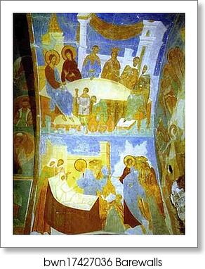 Ceiling mural in the Church of Nativity of the Virgin in the Pherapontov Monastery by Dionisii (Dionysius), Art Print