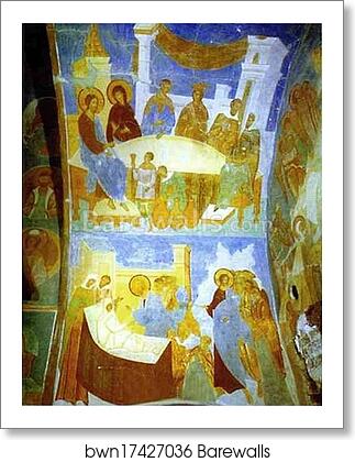 Ceiling mural in the Church of Nativity of the Virgin in the Pherapontov Monastery by Dionisii (Dionysius), Art Print Ceiling mural in the Church of Nativity of the Virgin in the Pherapontov Monastery by Dionisii (Dionysius), Art Print