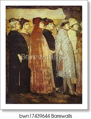 Allegory of Good Government. Detail by Ambrogio Lorenzetti, Art Print