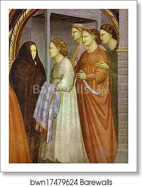 The Meeting at the Golden Gate. Detail by Giotto, Art Print