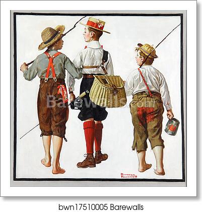 Fishing Trip, They'll Be Coming Back Next Week by Norman Rockwell, Art Print Fishing Trip, They'll Be Coming Back Next Week by Norman Rockwell, Art Print