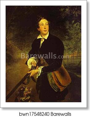 Portrait of the Poet and Playwright Alexey Tolstoy as a Youth by Karl Brulloff, Art Print