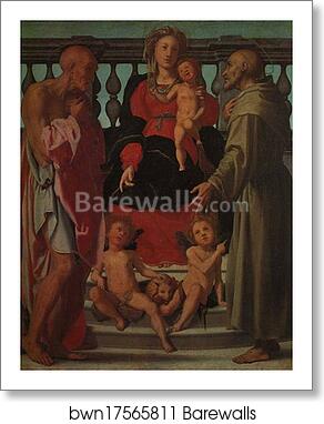 Madonna and Child with SS. Jerome and Francis and Two Angels by Jacopo Carrucci, Known As Pontormo, Art Print