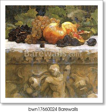 Still-Life Study of Fruit on a Marble Sarcophagus by Frederick Leighton, Art Print