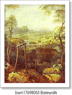 The Magpie on the Gallows. Detail by Pieter Bruegel The Elder, Art Print