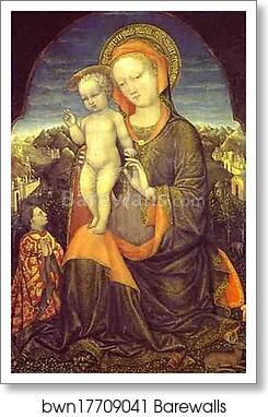 The Virgin and Child Adored by Lionello d'Este by Jacopo Bellini, Art Print