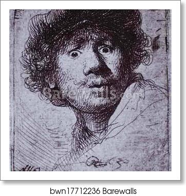 Self-Portrait with Wide-Open Eyes by Rembrandt Harmenszoon Van Rijn, Art Print Self-Portrait with Wide-Open Eyes by Rembrandt Harmenszoon Van Rijn, Art Print