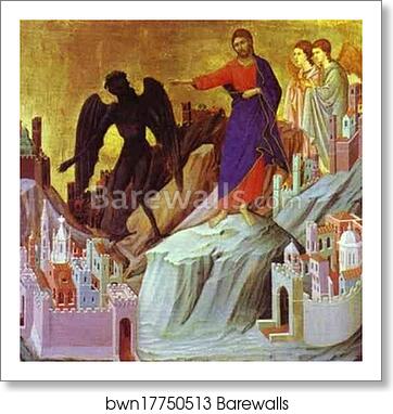 Maestà (back, predella) The Temptation of Christ on the Mountain by Duccio Di Buoninsegna, Art Print Maestà (back, predella) The Temptation of Christ on the Mountain by Duccio Di Buoninsegna, Art Print