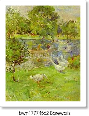 Girl in a Boat with Geese by Berthe Morisot, Art Print