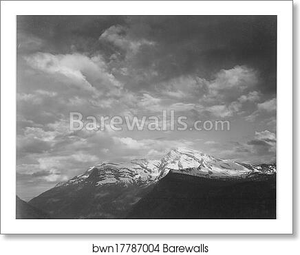 Dark foreground and clouds, mountains highlighted, "Heaven's Peak," Glacier National Park, Montana.  Photographs of National Parks and Monuments, compiled 1941 - 1942, documenting the period ca. 1933 - 1942 by Ansel Adams (1902-1984), Art Print