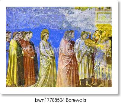 The Marriage Procession of the Virgin. Detail by Giotto, Art Print The Marriage Procession of the Virgin. Detail by Giotto, Art Print