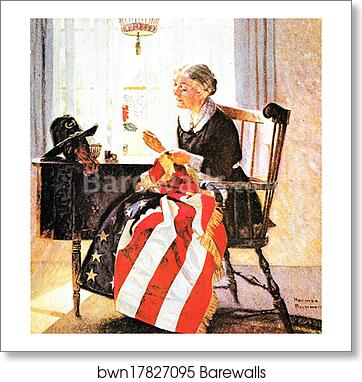 Mending the Flag by Norman Rockwell, Art Print