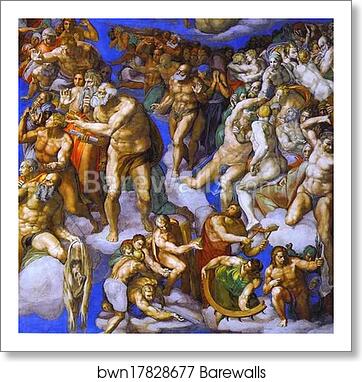 The Last Judgment. Detail by Michelangelo, Art Print