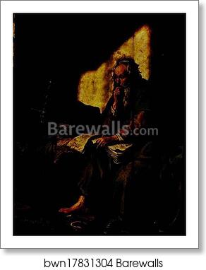 St. Paul in Prison by Rembrandt Harmenszoon Van Rijn, Art Print St. Paul in Prison by Rembrandt Harmenszoon Van Rijn, Art Print