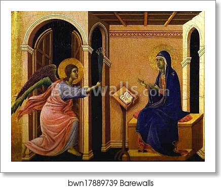 Maestà (front, crowning panels) The Announcement of the Virgin's Death by Duccio Di Buoninsegna, Art Print Maestà (front, crowning panels) The Announcement of the Virgin's Death by Duccio Di Buoninsegna, Art Print
