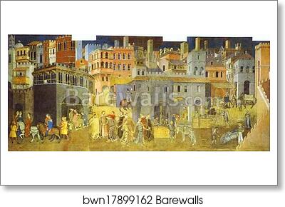 Allegory of Good Government: Effects of Good Government in the City by Ambrogio Lorenzetti, Art Print Allegory of Good Government: Effects of Good Government in the City by Ambrogio Lorenzetti, Art Print
